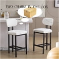 thumbnail image 3 of Cream Fabric Bar Stools Set of 2, Modern Upholstered Counter Height Bar Chairs with Black Metal Legs for Kitchen Island, Dining Room, Home Bar, 3 of 10