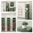 thumbnail image 4 of LEDREM Storage Cabinet with 2 Drawers and Open Shelf, Multifunctional Freestanding Corner Storage Rack for Bathroom, Living Room, Bedroom, Forest Green, 4 of 6
