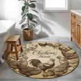 thumbnail image 3 of Tan Vintage Rooster Round Area Rug 3Ft Washable Small Circle Rugs for Kitchen Entryway, Farmhouse Wooden Chickens Farm Non-Slip Carpet Floor Mats Indoor Outdoor Carpet Runner Aesthetic Home Decor, 3 of 8