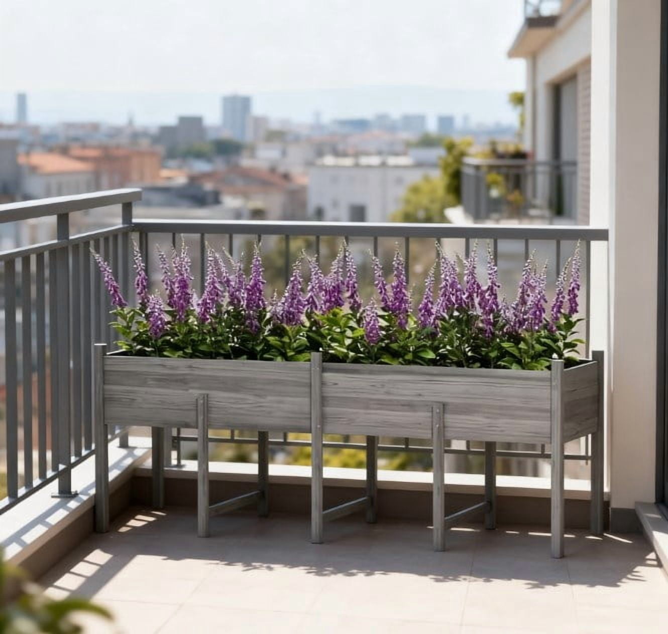 Large Elevated Planter Box, Wooden Raised Garden Bed with Legs, Bed Liner and Drain Holes