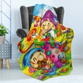 thumbnail image 4 of Fantasy Soft Flannel Fleece Throw Blanket, Cartoon Singing Elves with Mushroom Playing Flute Musical Cheerful Illustration, Cozy Plush for Indoor and Outdoor Use, 70" x 90", Multicolor, by Ambesonne, 4 of 5
