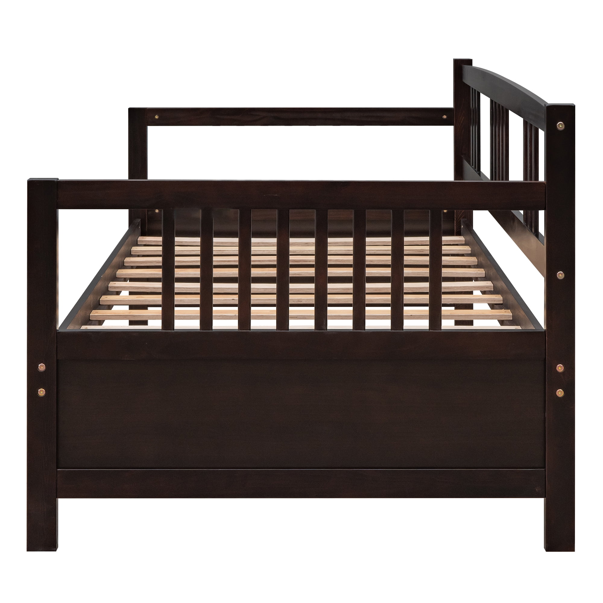 Gewnee Solid Wood Twin Size Daybed with Wooden Slats Support,Espresso
