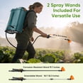 thumbnail image 2 of Battery Powered Backpack Sprayer 5.3Gal , Gisam 120 PSI Electric Pressure Sprayer,w/ 2 x Batteries, Telescopic Wand & Corrosion-Resistant Wand, 5 Nozzles Sprayer for Lawn Yard Garden Planting, 2 of 11