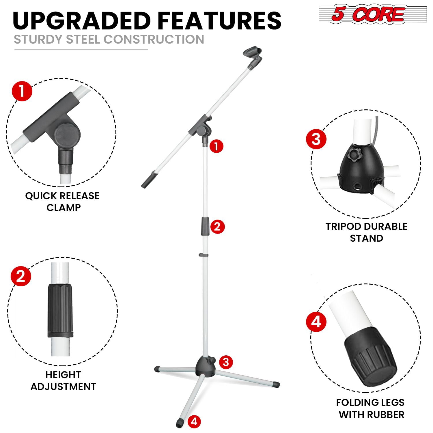 Tripod Mic Stand Floor 2Pcs Adjustable 18 to 72 Inches Sturdy Boom Arm Holder Microphone Stands Pedestal Para Microfono for Singing