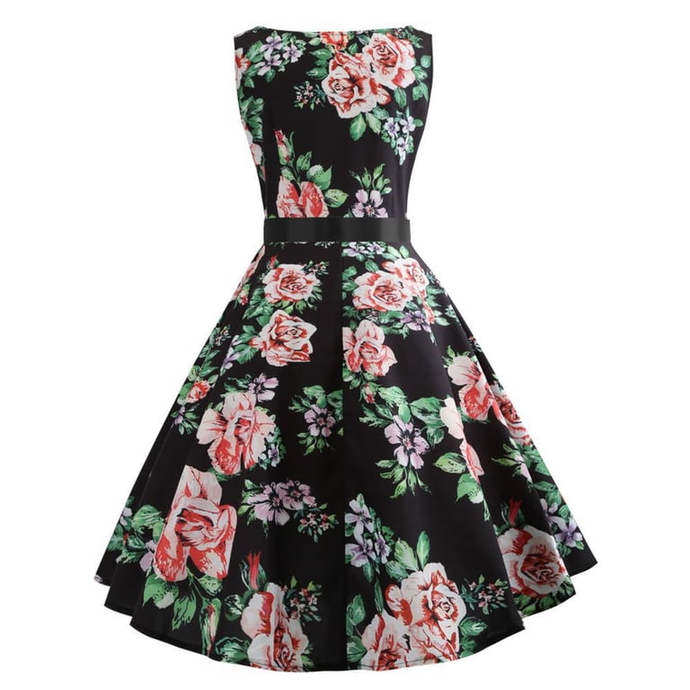Linen Dress H And M Tea Dress Cavosen 1950 Dresses Women Knee Length  Dresses For Wedding Vintage Tea Dress Sleeveless Midi A Line Dress Crewneck  Party Dress Evening Prom Gown Bowknot Belt Cocktail Fit ...
