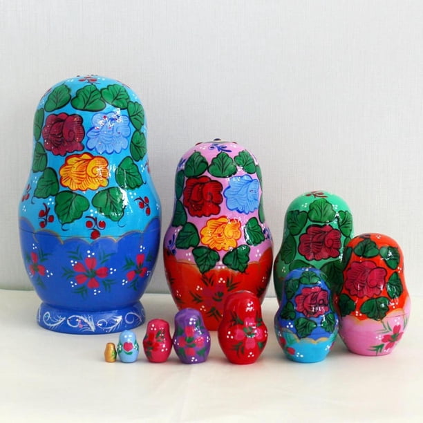 Set De 7 Muñecas Matrioskas Rusas De Madera Con Estampado De Girasol – Pintadas A Mano, Decorativas Y Educativas, Regalo Para Niños Y Coleccionistas