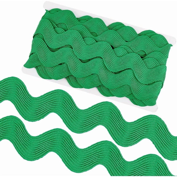 10 Yard 1.58 Inch Large Christmas Green RIC Rac Trim Wave Bending Fringe Ribbon Jumbo Forest Green Rick Rack Wavy Edge Ribbon Fabric Zig Zag Trim for Sewing Wedding Dress Gift Wrapping for DIY