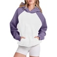 thumbnail image 1 of Timegard Sweatshirts for Women Long Sleeve Hoodies Pullover Fall Color Block Loose Tops with Pockets, 1 of 4