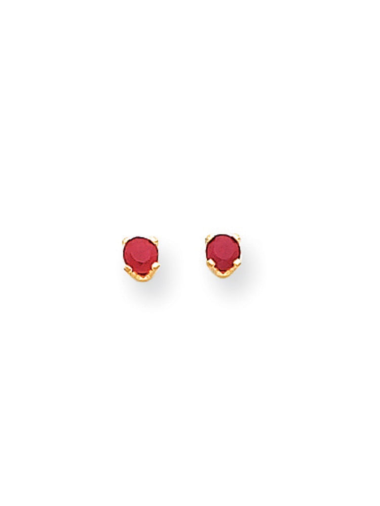 14k Petite Yellow Gold Round Ruby Screw-back Stud Earrings