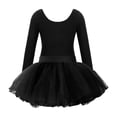 thumbnail image 2 of YONGHS Kids Girls Long Sleeve Ballet Dance Leotard with Tutu Mesh Skirt Performance Dresses Black 6, 2 of 7