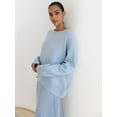 thumbnail image 4 of Women Long Sleeve Knit Sweater Jumper O Neck Tops Pullovers Casual Loose Sweater Light Blue One Size, 4 of 8