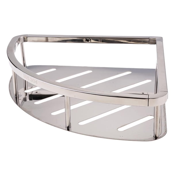Organizador de almacenamiento de esquina para ducha de baño de acero inoxidable plateado y estante para guardar jabón de manos, gel de baño, toallitas, 2 plata brillante 1 nivel