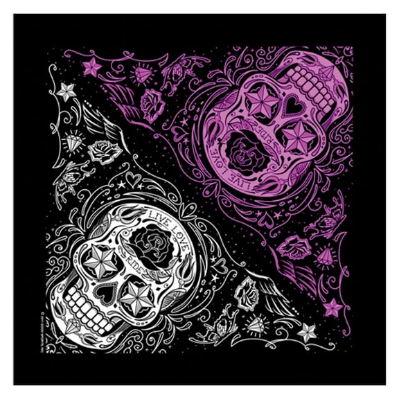 Hot Leathers BAB1059 Sugar Skull Bandana 21x21 21X21