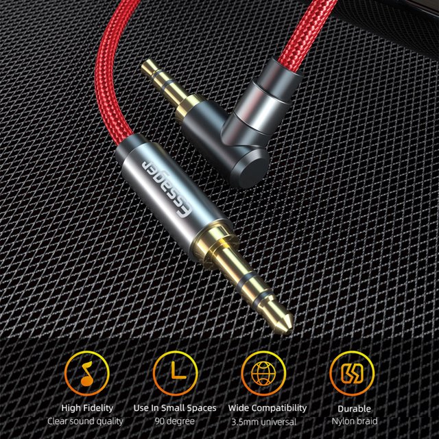 Cable de audio Essager de 3,5 mm AUX Jack para cable de altavoz Cables de adaptador de coche para auriculares