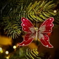thumbnail image 6 of Wadada Christmas Tree Butterfly Decorations Glitter Hollow Butterfly Ornaments Hanging Butterfly Decorations with Clips and Stems for Xmas Holiday Crafts and Christmas Tree (Red), 6 of 7