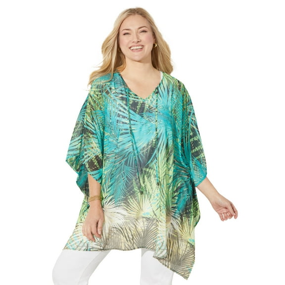 Catherines Women's Plus Size Georgette Peasant Poncho