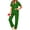 Green, variant on Pajamas for Women Notch Collar Short Sleeve Top and Long Pant Ladies Soft Button up Sleepwear with Pockets