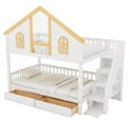 thumbnail image 5 of Euroco Wood Full over Full Bunk Bed with Drawers, House Bed with Storage Staircase, White, 5 of 14