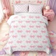 thumbnail image 2 of Manfei Pink Princess Bowknot Twin Quilt Set,Pink Cute Loves Pattern Twin Coverlet Set,3pcs,1 Bedspread and 1 Pillowcase, 2 of 7