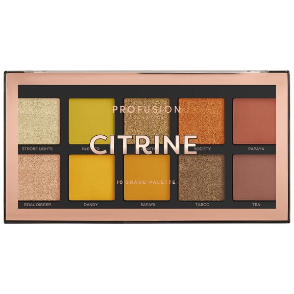 Profusion Cosmetics 10 Shade Eyeshadow Palette - Citrine 3.5 Oz