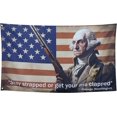 thumbnail image 1 of Bandera de Washington "Quédate atado o serás aplaudido", banderas divertidas y geniales para chicos de la habitación, banderas meme con cita, pancarta de 3 x 5 pies, pared del dormitorio, 1 of 5