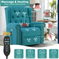 thumbnail image 3 of MEETWARM Power Swivel Rocking Glider Recliner Chair with Heat and Vibration, Electric Rocker Nursery Reclining Chair, Wingback Tufted Upholstered Recliner for Living Room, Type-C & USB Ports (Teal), 3 of 8