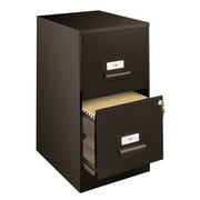 18" Deep 2 Drawer File Cabinet in Black with Finger Pull Handles
