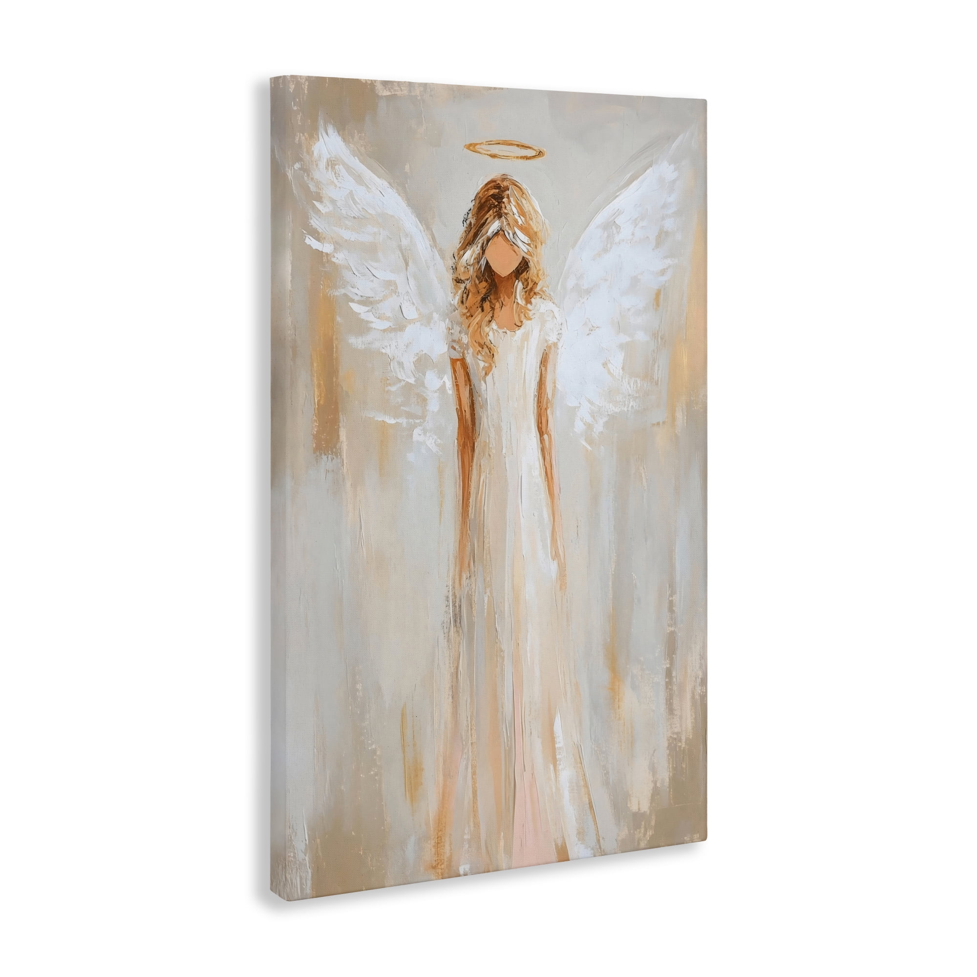 Divine White Robe Angel Canvas Wall Art, design by Petal Prints Design