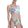 thumbnail image 2 of Qekee Dragonfly Floral Two Piece Swimsuit for Women, Sporty High Waisted Bathing Suit for Beach, Parties, Surfing - X-Large, 2 of 8