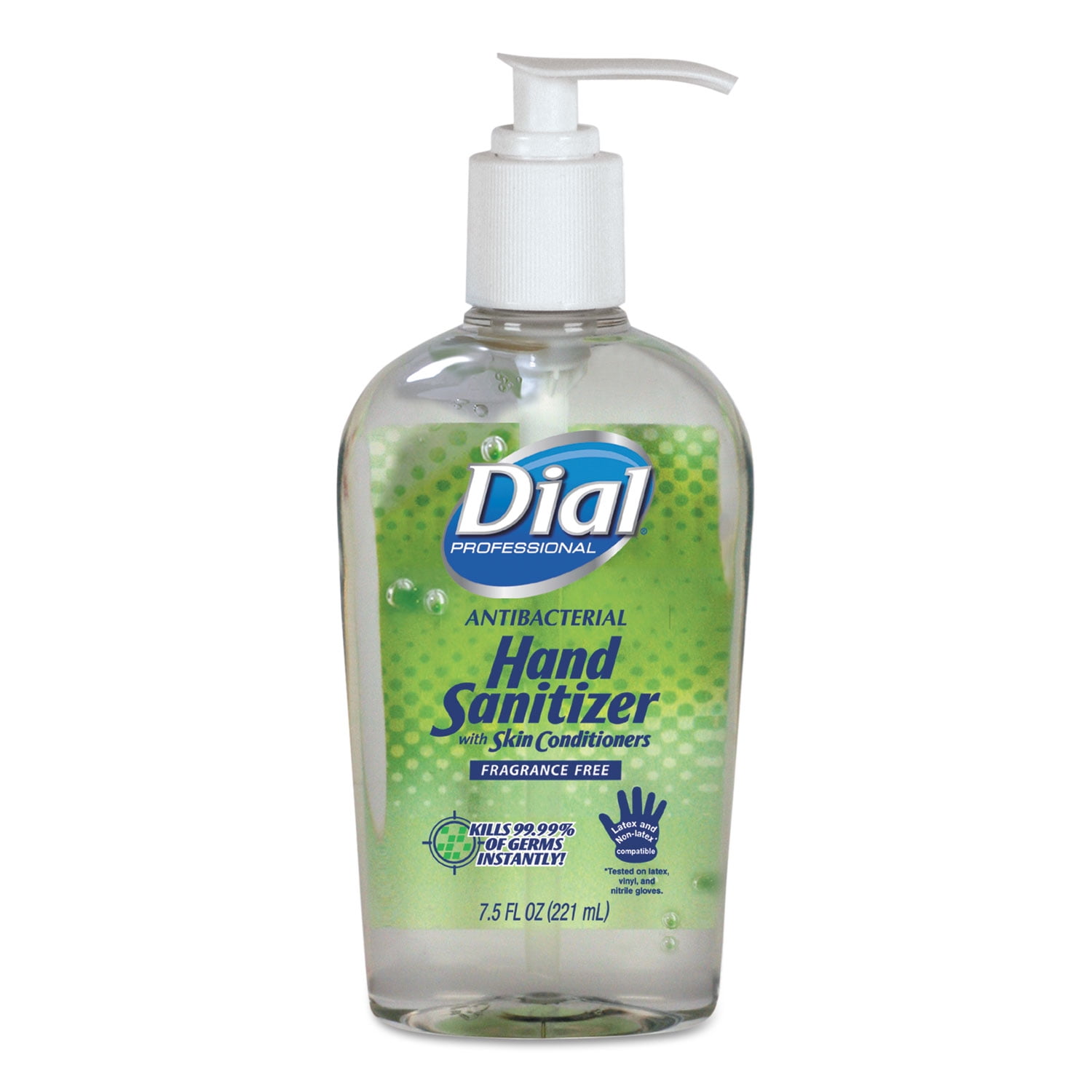 Dial Professional DIA 01585 7.5 oz. Antibacterial Gel Hand Sanitizer Pump Bottle Fragrance Free 12 Carton