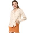thumbnail image 3 of INSPIRE CHIC Women's Heart Polka Dots Button Up V Neck Long Sleeve Shirts, 3 of 6