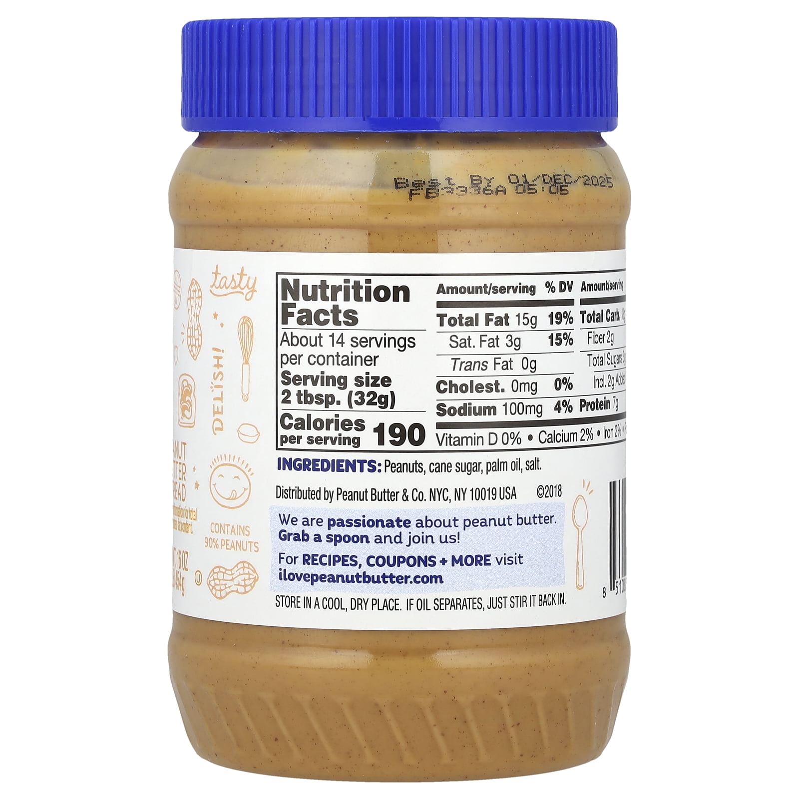 (3 pack) Peanut Butter & Co, Smooth Operator, Gluten Free Peanut Butter Spread, 6g Protein, 16 oz