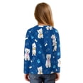 thumbnail image 2 of Xixirimido Blue West Highland White Terrier Pattern Girls Long Sleeve Shirt Kids Crewneck T-Shirts Trendy 3D Graphic Tie-hem Cute Tees for Fall Winter, Size 7-8, 2 of 7