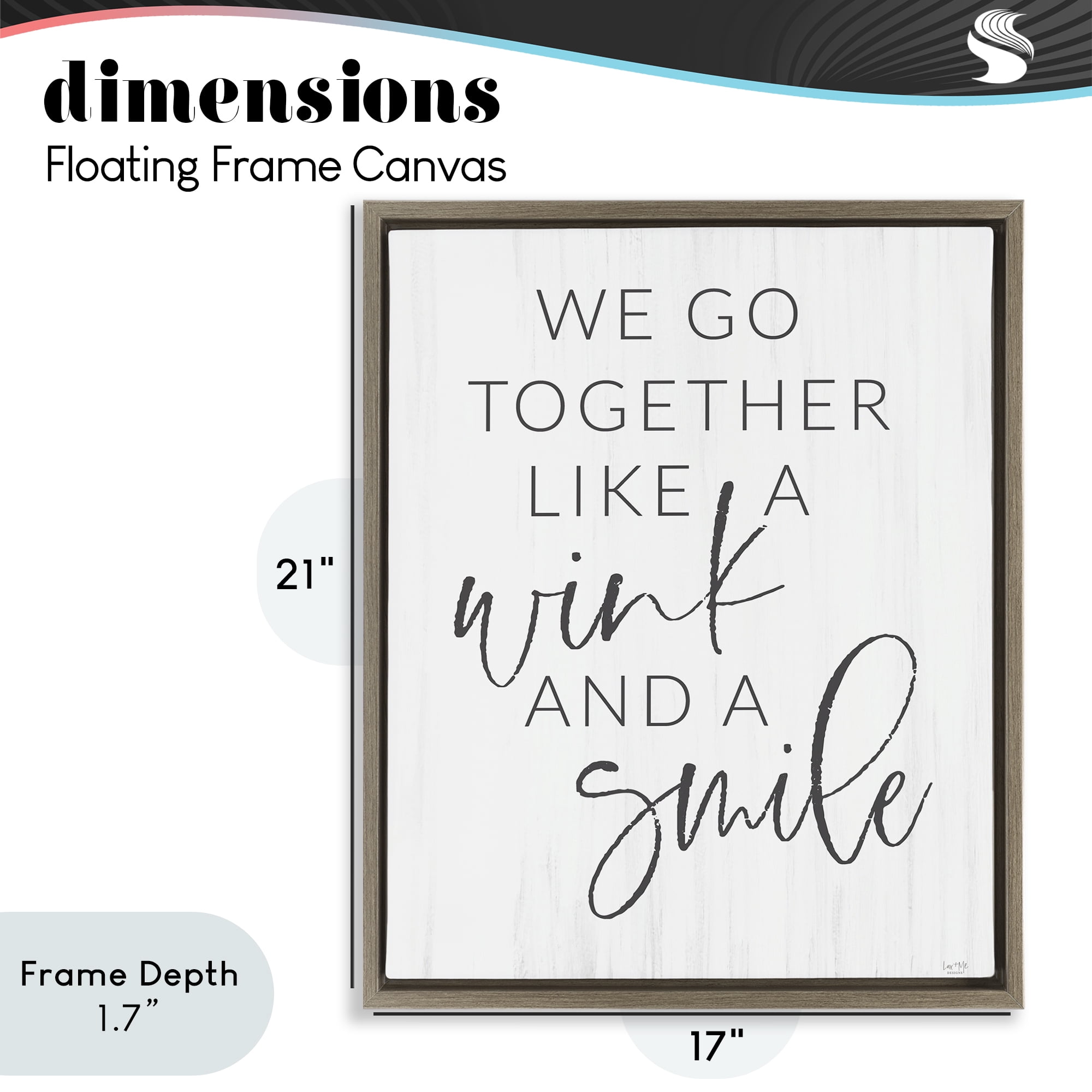 Stupell Industries Go Together Like Wink & Smile Brown Framed Floater Canvas Wall Art, design by Lux + Me Designs