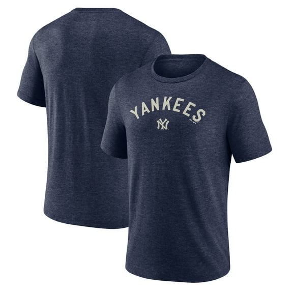 Men's Fanatics Heather Navy New York Yankees Cooperstown Collection Series Sweep Tri-Blend T-Shirt