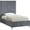 Gray, variant on Meridian Furniture Candace Solid Wood Tufted Velvet Twin Bed in Gray