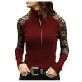 thumbnail image 2 of OKBOP Womens Thermal Tops,Fashion Sexy Lace Zipper Long Sleeve Solid Color Pullover Satin Blouses for Women Skeleton Shirt Women, 2 of 3