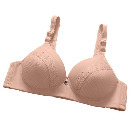 

YWDJ Seamless Bras for Women Women Lace Comfortable Breathable Anti-exhaust Printing Non-Wired Bra Beige L