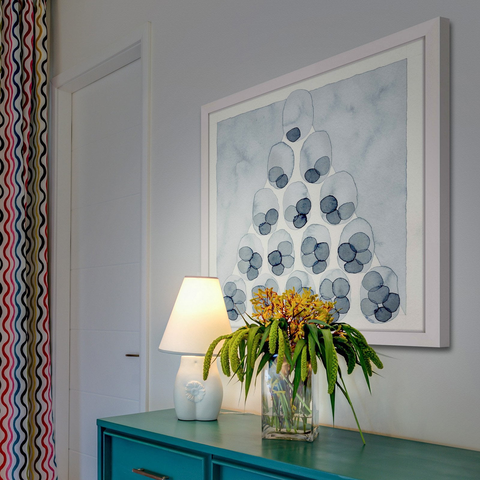 Marmont Hill "Indigo Pyramid" by Nikki Galapon Framed Painting Print