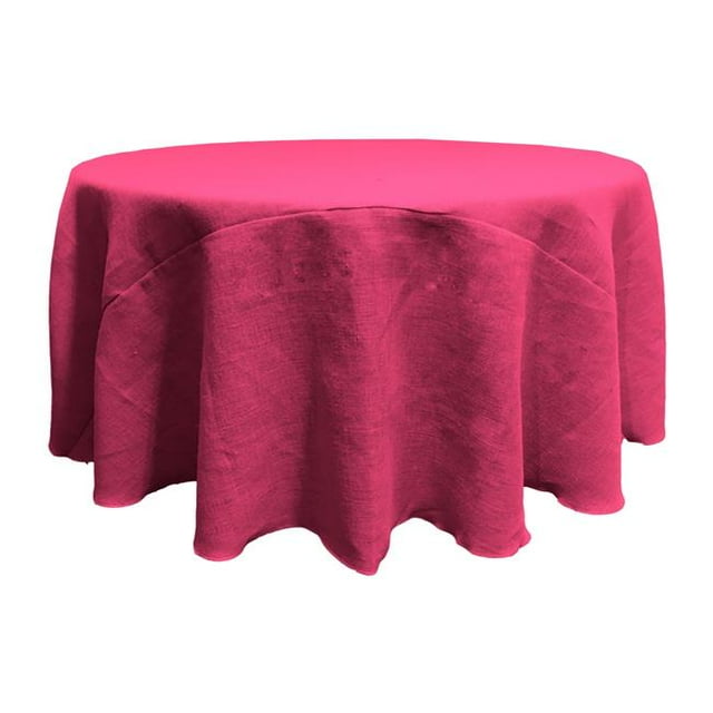 LA Linen TCBurlap132R-Fuschia Nappe en Toile de Jute Naturelle Teintée&44; Fuchsia - 132 in. Round