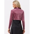 thumbnail image 3 of Bolero Elegante de Terciopelo para Mujer Bolero Crop Cardigan para Cóctel Chaqueta Corta Violeta XL, 3 of 6