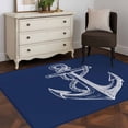 thumbnail image 4 of Rectangle Area Rug 4x6ft, Nautical Anchor Navy Blue Non-Slip Non-Shedding Floor Mat, Summer Coastal Ocean Style Washable Sturdy Carpet for Living Room Bedroom Home Decor, 4 of 9