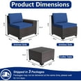 thumbnail image 6 of ASJMR 7 Pieces Wicker Patio Furniture Set With Gas Fire Pit Table,Outdoor Rattan Sectional Sofa Conversation Set With Cushions & Coffee Table,Navy, 6 of 10