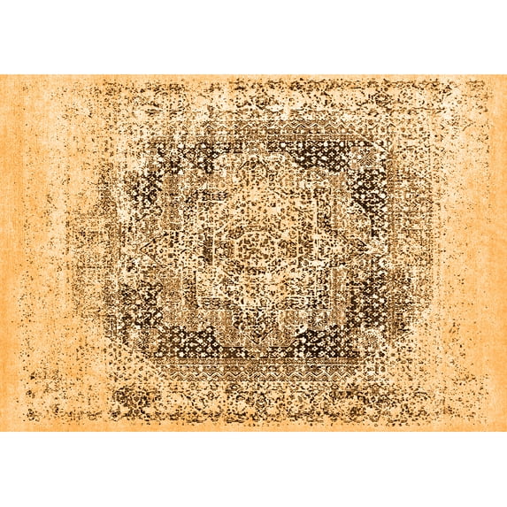 Ahgly Company Indoor Rectangle Oriental Orange Industrial Area Rugs, 3' x 5'