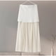 thumbnail image 1 of Trajes blancos elegantes con cuello en V para mujer, chaleco delgado sin mangas, conjunto de chaqueta plisada de empalme, Top y falda, sólido, verano, dos piezas, 1 of 5