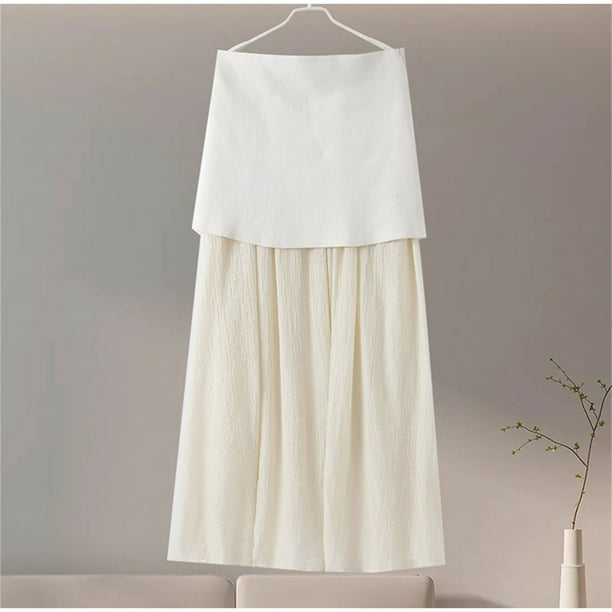 Trajes blancos elegantes con cuello en V para mujer, chaleco delgado sin mangas, conjunto de chaqueta plisada de empalme, Top y falda, sólido, verano, dos piezas
