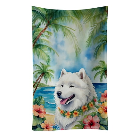 Carolines Treasures DAC6512KTWL 25 x 15 in. Samoyed Luau Kitchen Towel