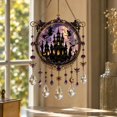 thumbnail image 2 of Halloween Crystal Wind Chime, Lightweight Acrylic Build, Silent Swaying Beads, Spooky Motif, Easy Window Wall Hanging (Castle), 2 of 7