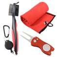 thumbnail image 1 of Golf Towel Microfiber Waffle Pattern Golf Brush Tool Kit With Club Groove Cleaner Golf Divot Repair Tool Golf Accessories Red, 1 of 6