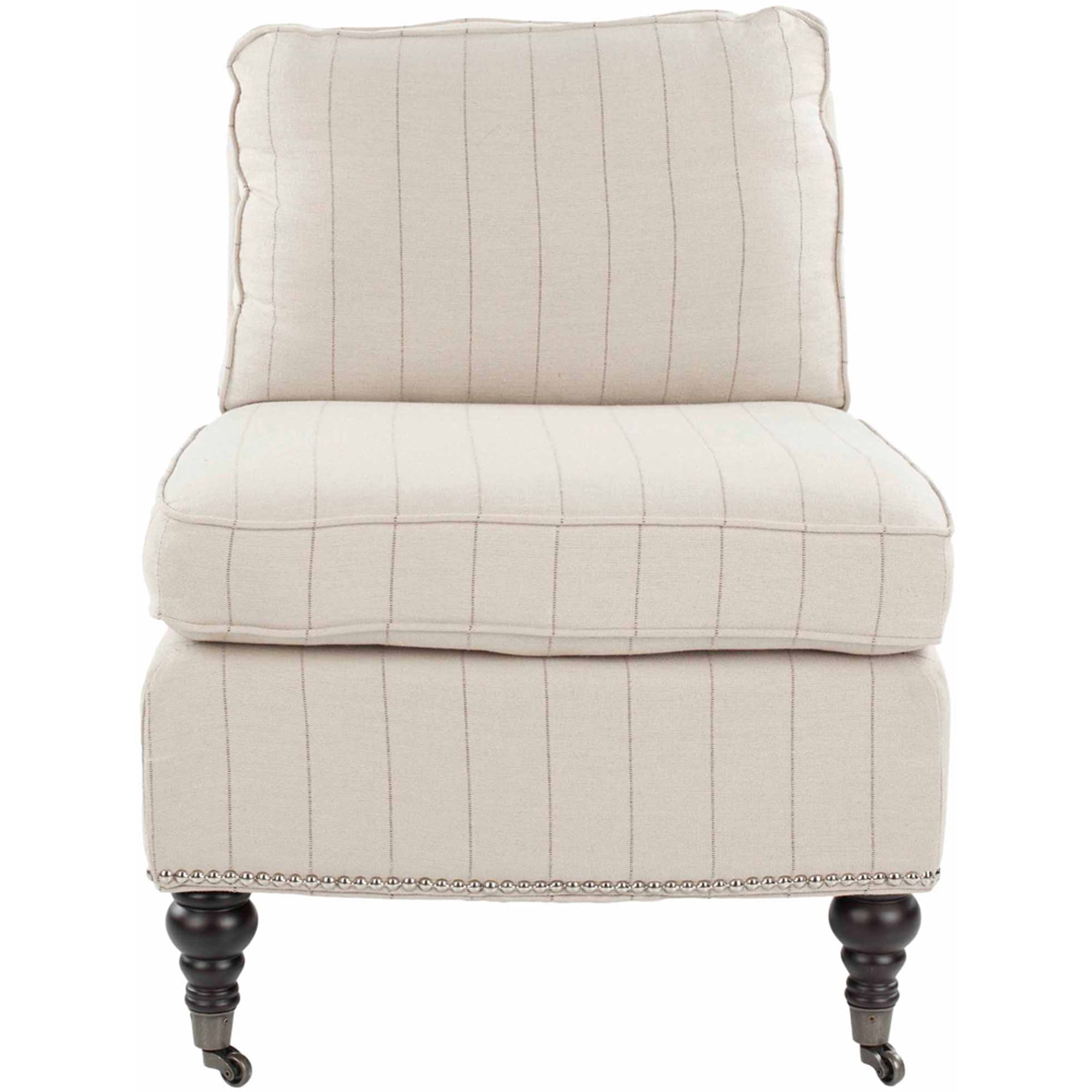 SAFAVIEH Randy Transitional Upholstered Slipper Chair w/ Casters, Flax Beige